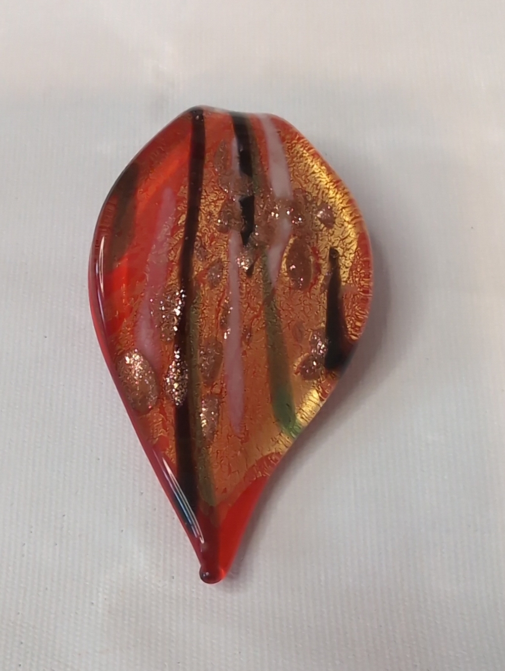 Red and Gold Glass Pendant Necklace